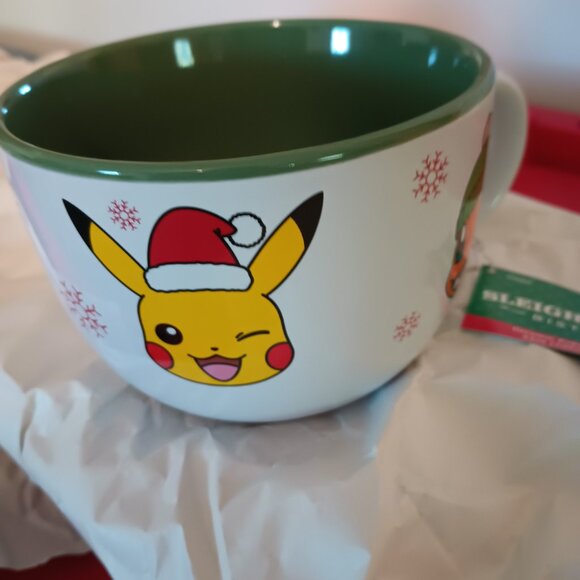 New Pokemon Christmas Holiday Ceramic Soup Coffee Mug Anime Kawaii Pikachu - Picture 1 of 7